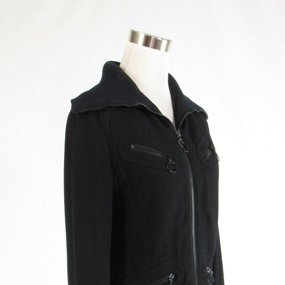 Black wool blend DKNY long sleeve pea coat 0 - Picture 4 of 8